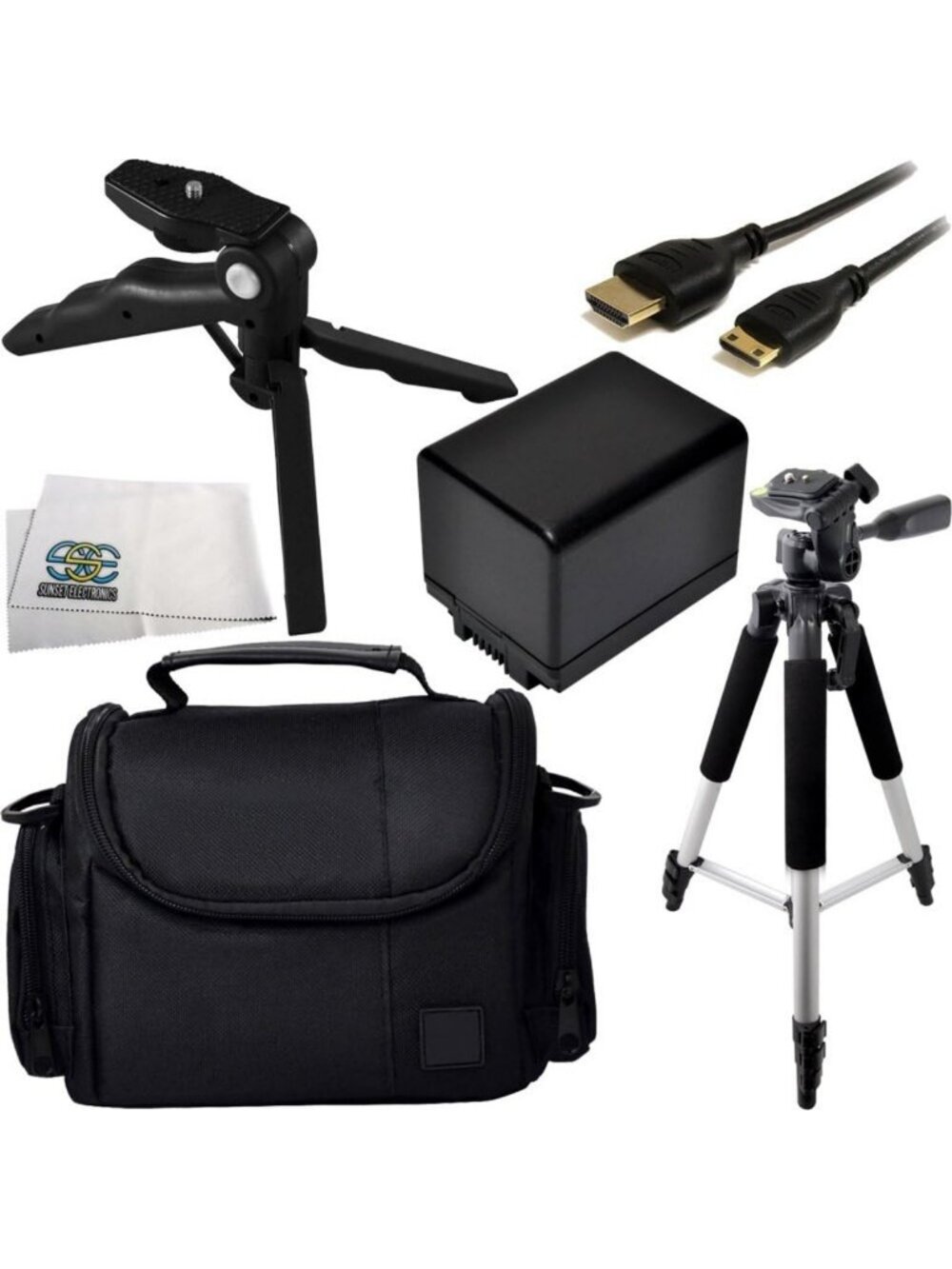 Camera Accessory Kit: Replacement Battery, Tripod, HDMI Cable & Case for Vixia
